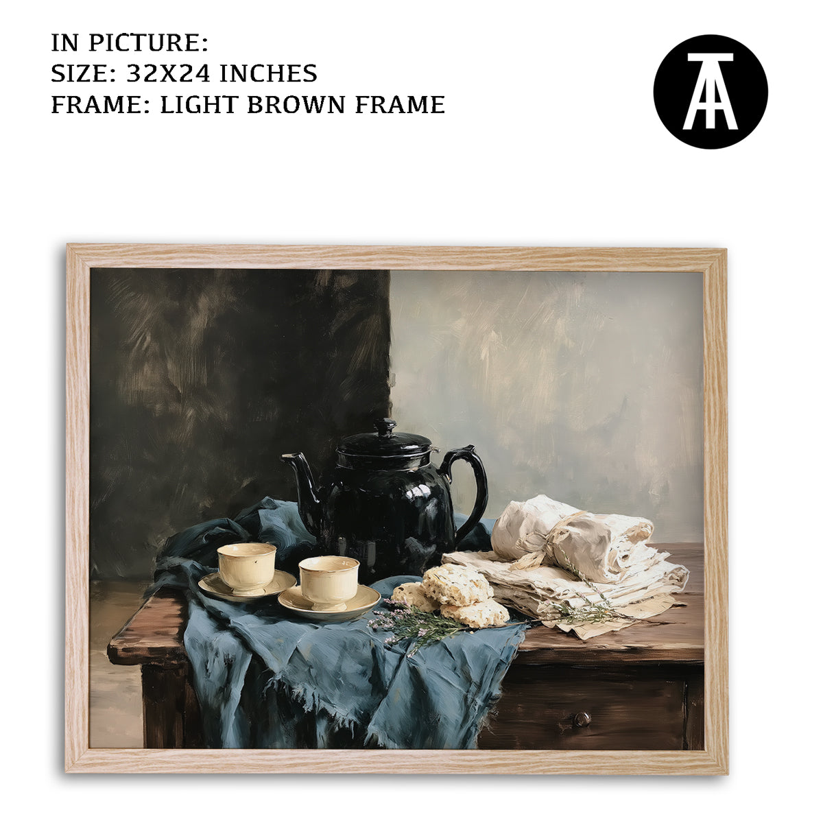 Artwork in Light Brown Frame