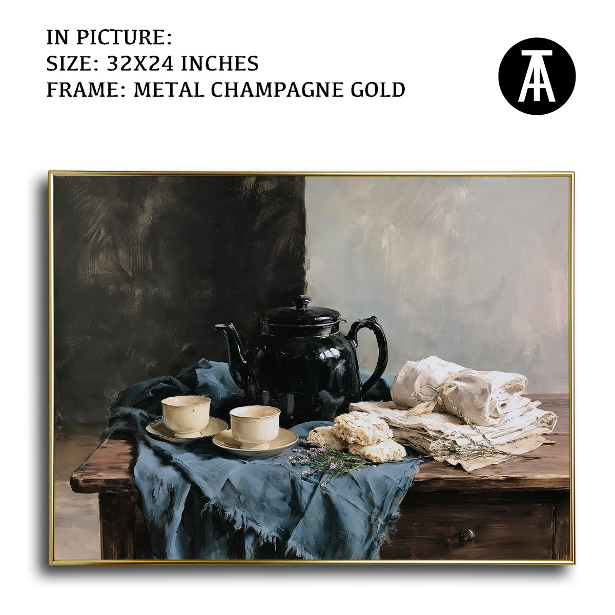 Artwork in Metal Champagne Gold Frame