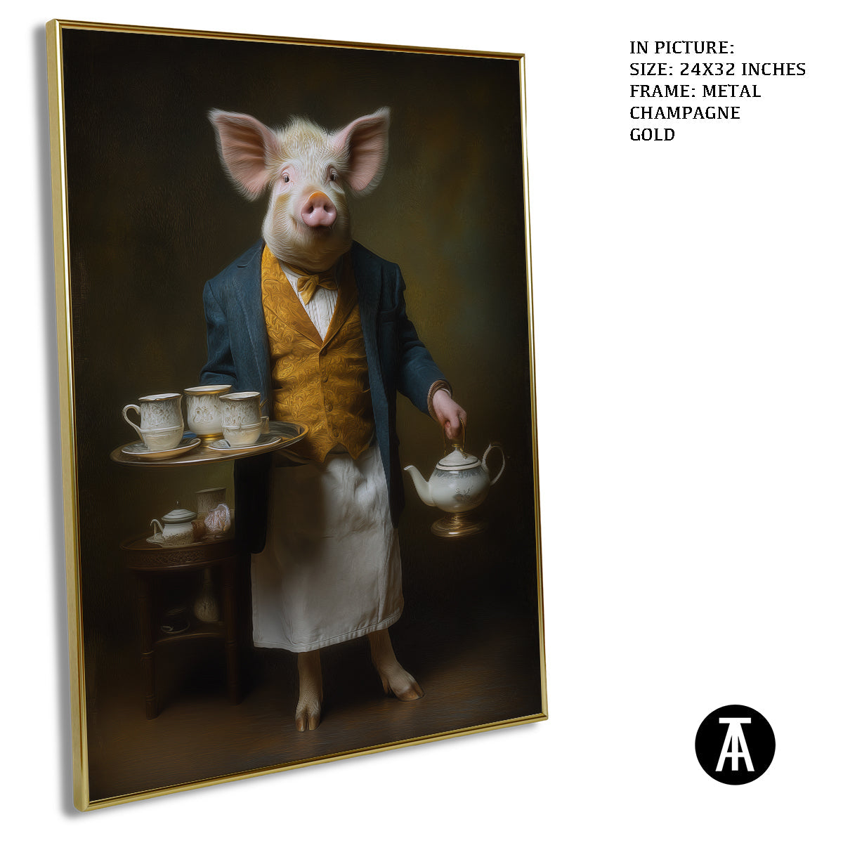 Artwork in Metal Champagne Gold Frame