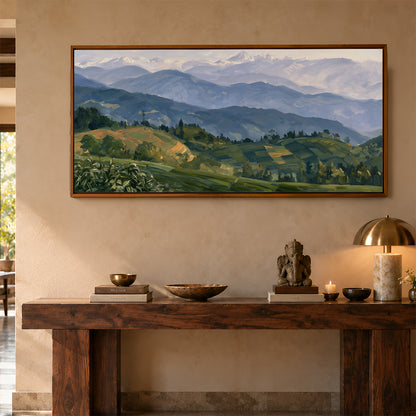 Panoramic Indian Painting in a Lifestyle Setting