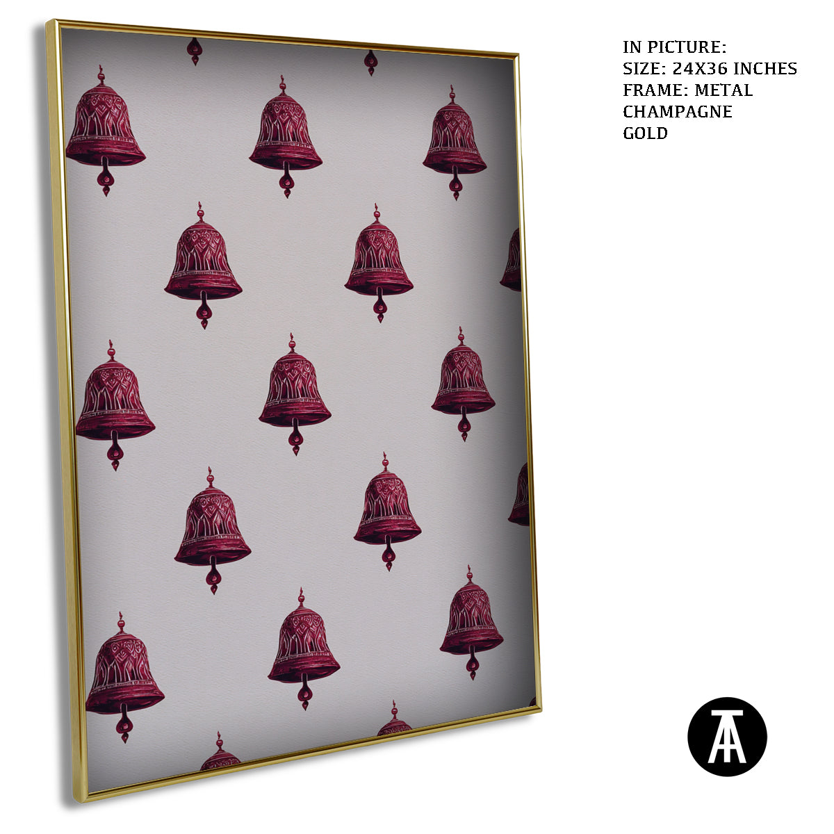 Artwork in Metal Champagne Gold Frame