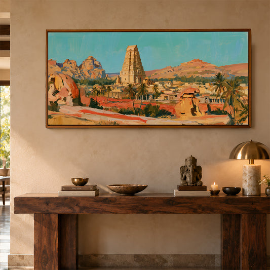 Panoramic Indian Painting in a Lifestyle Setting