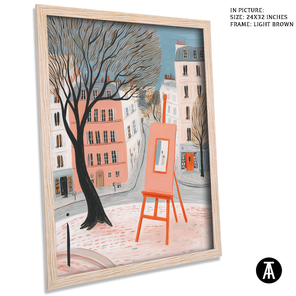 Artwork in Light Brown Frame