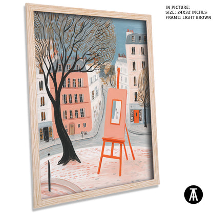 Artwork in Light Brown Frame