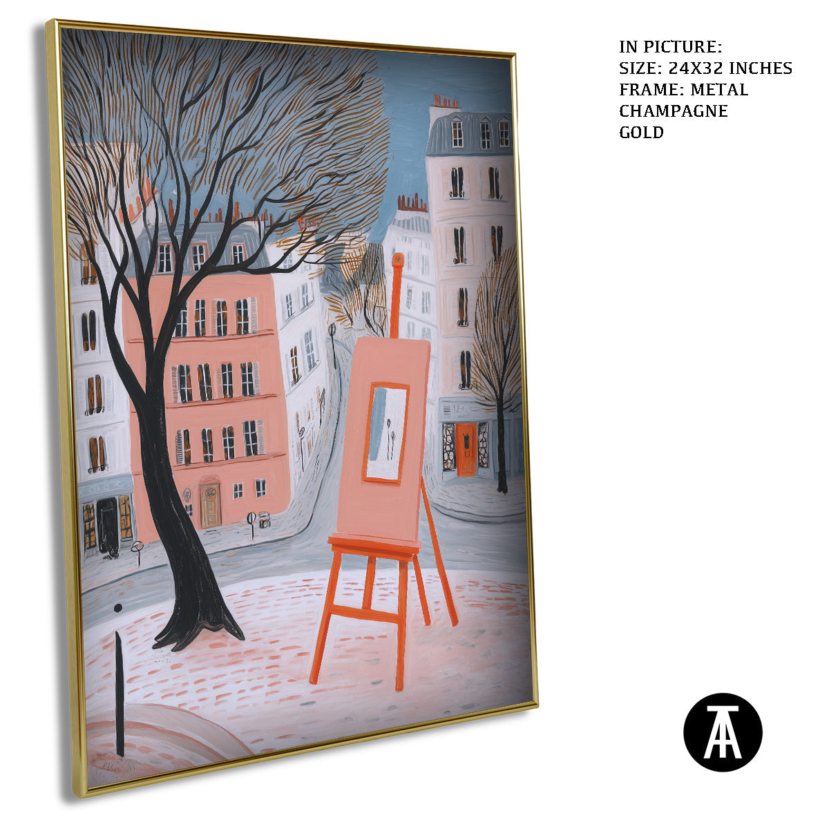 Artwork in Metal Champagne Gold Frame