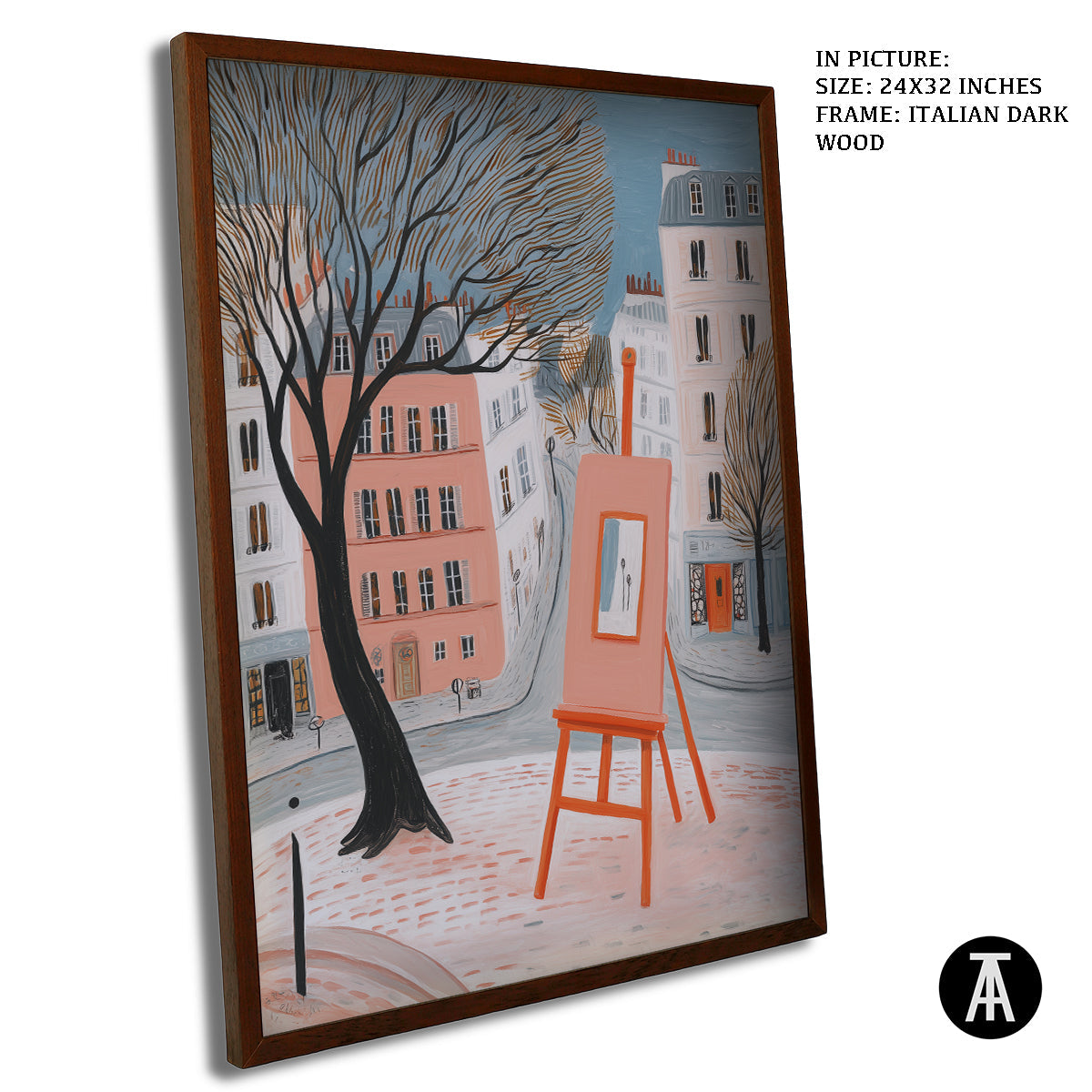 Artwork in Dark Wood Frame