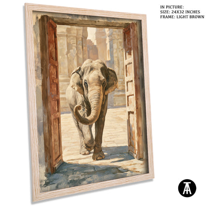 Artwork in Light Brown Frame