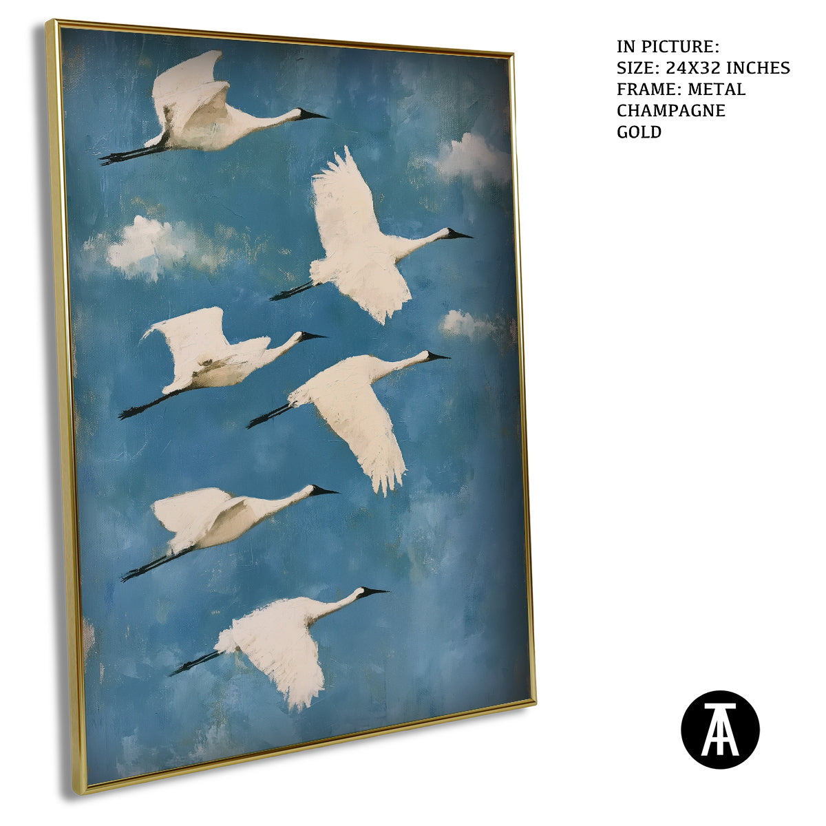 Artwork in Metal Champagne Gold Frame
