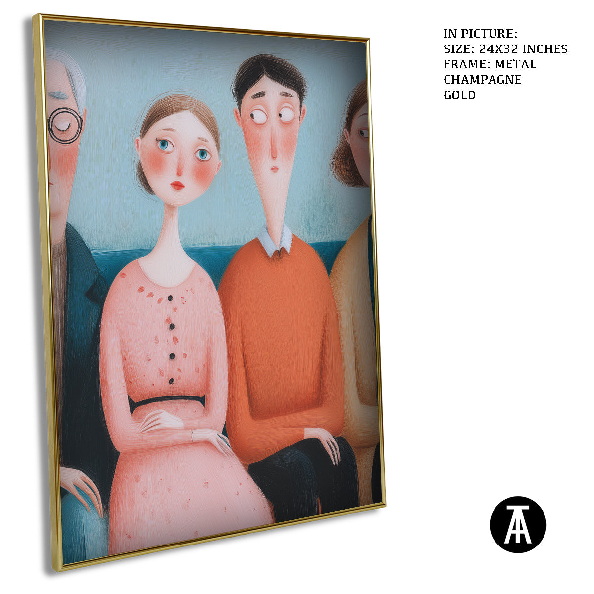 Artwork in Metal Champagne Gold Frame