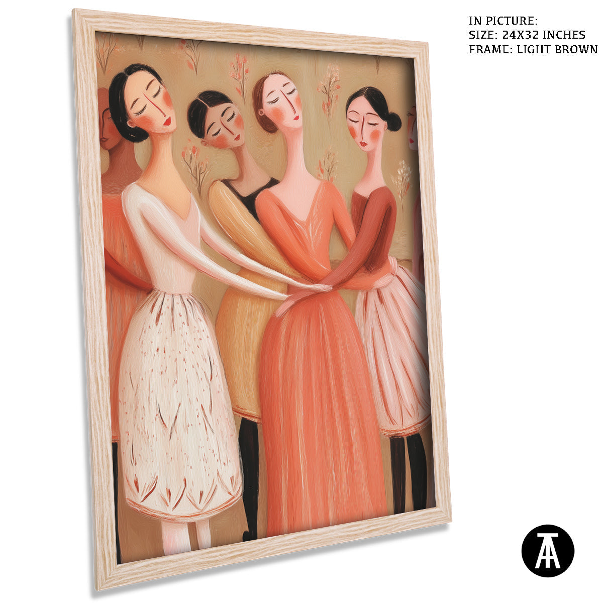 Artwork in Light Brown Frame