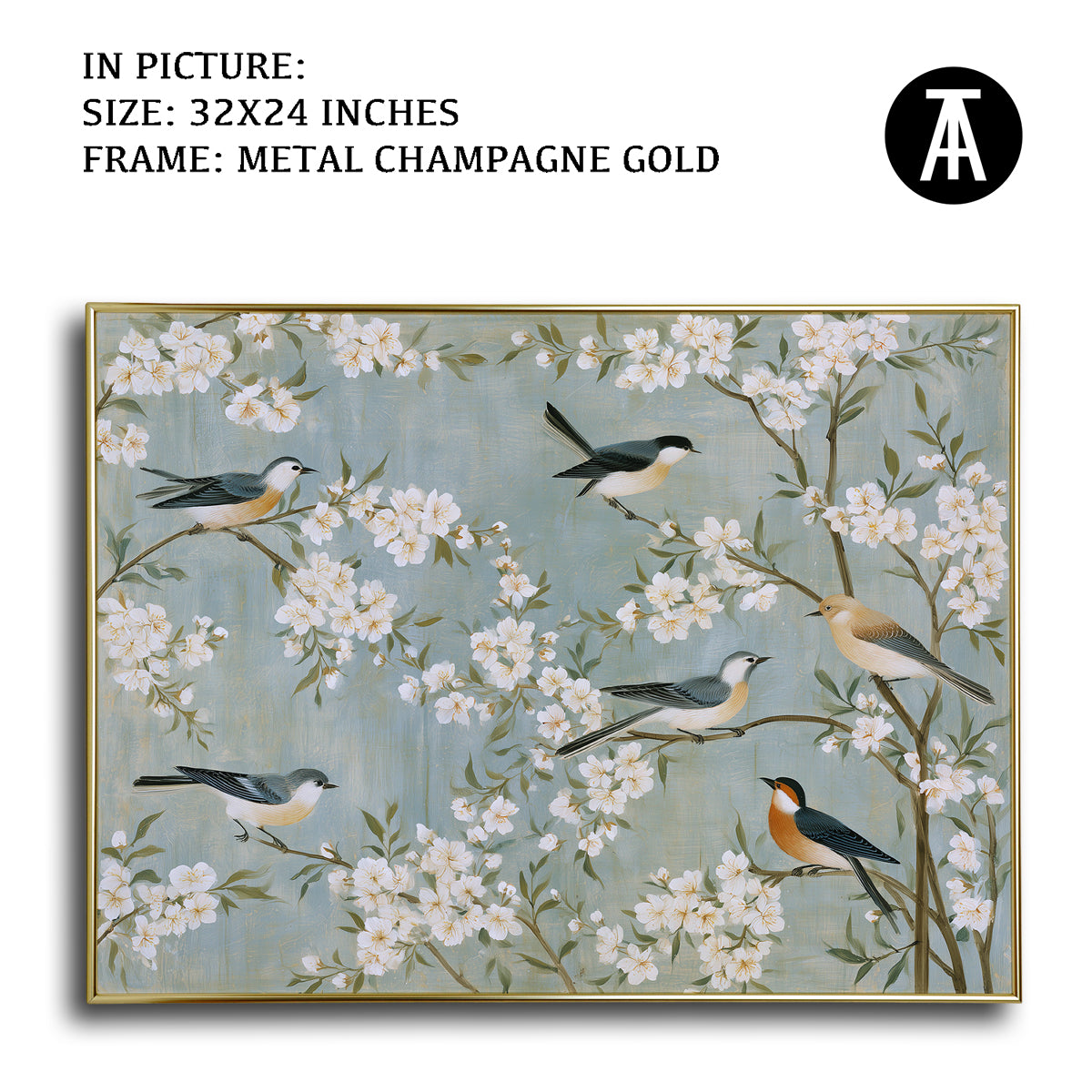 Artwork in Metal Champagne Gold Frame