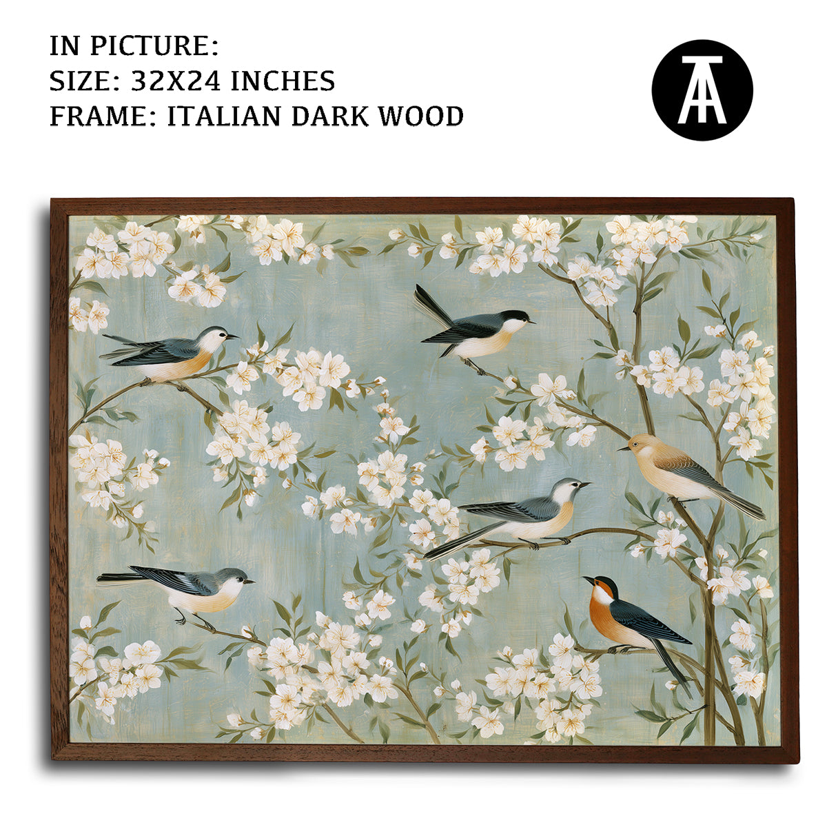 Artwork in Dark Wood Frame