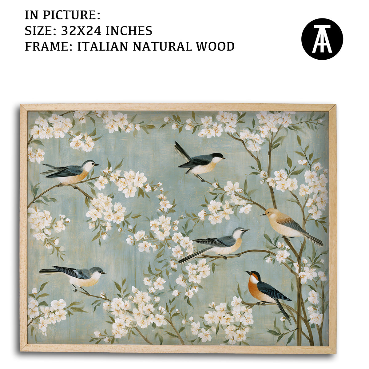 Artwork in Natural Wood Frame