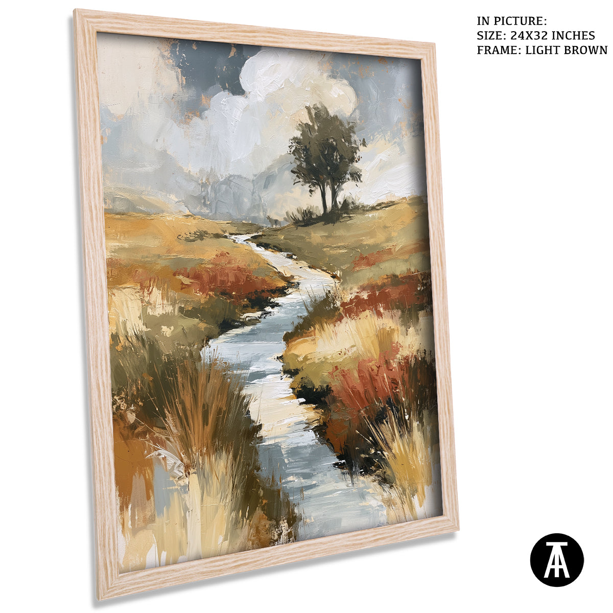 Artwork in Light Brown Frame