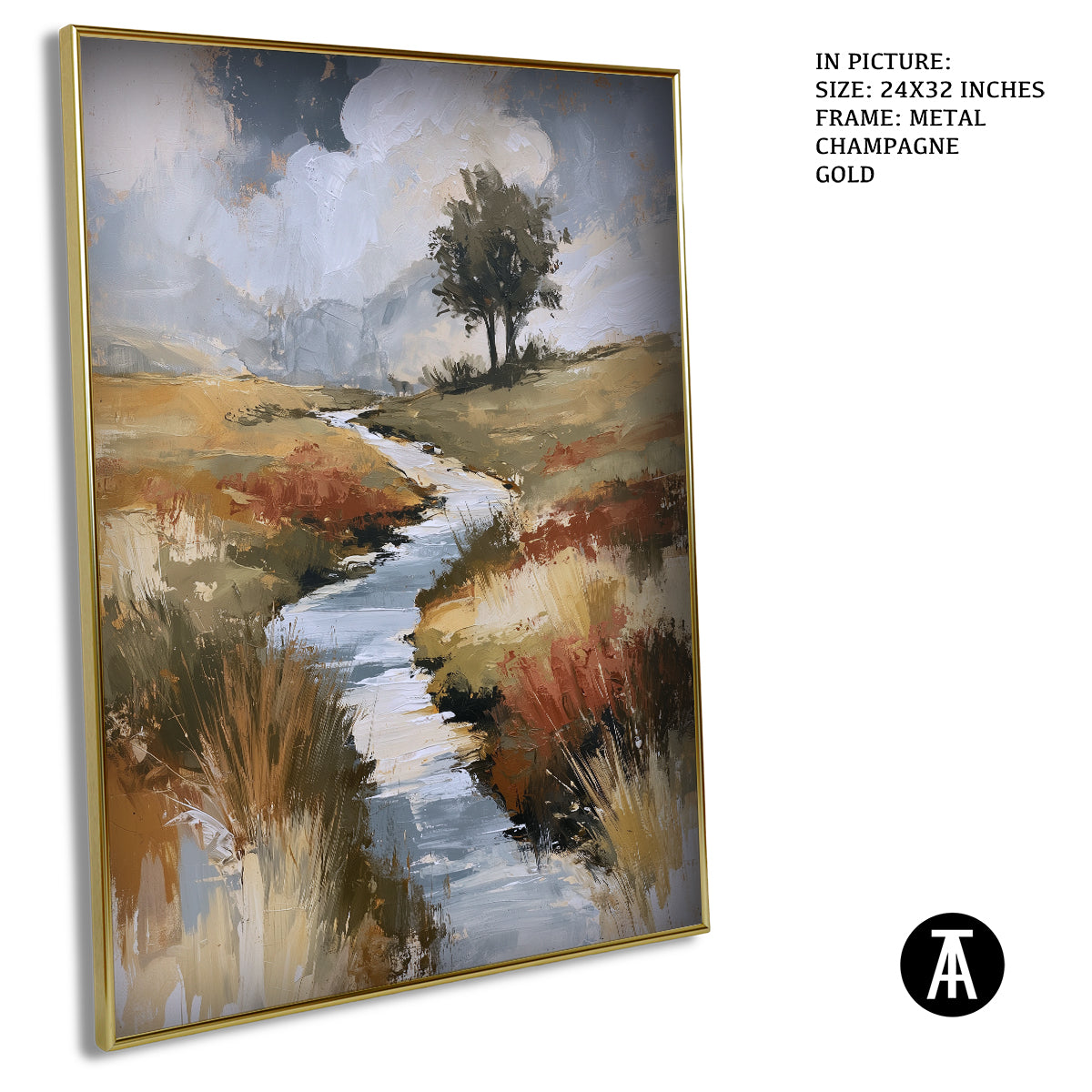 Artwork in Metal Champagne Gold Frame