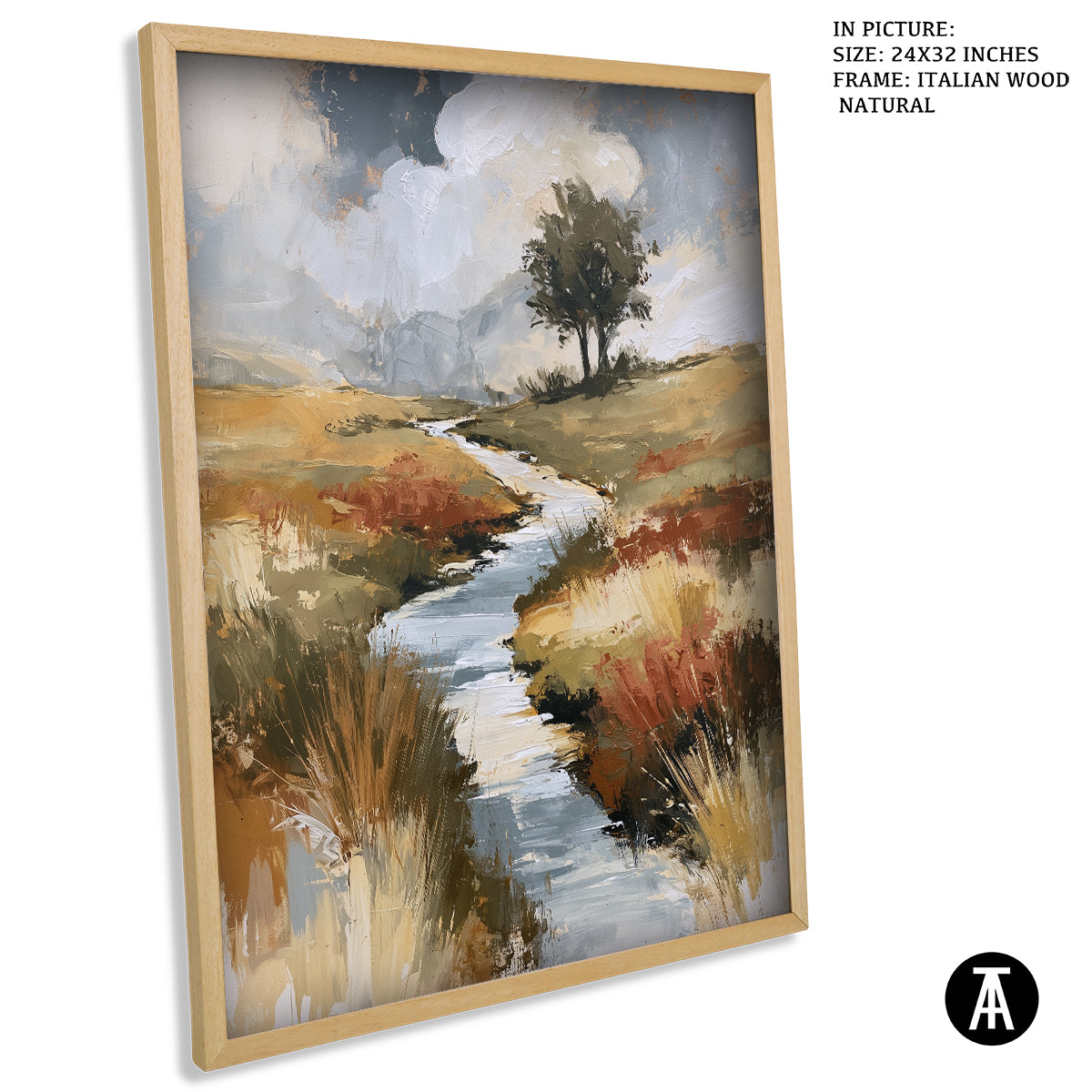 Artwork in Natural Wood Frame
