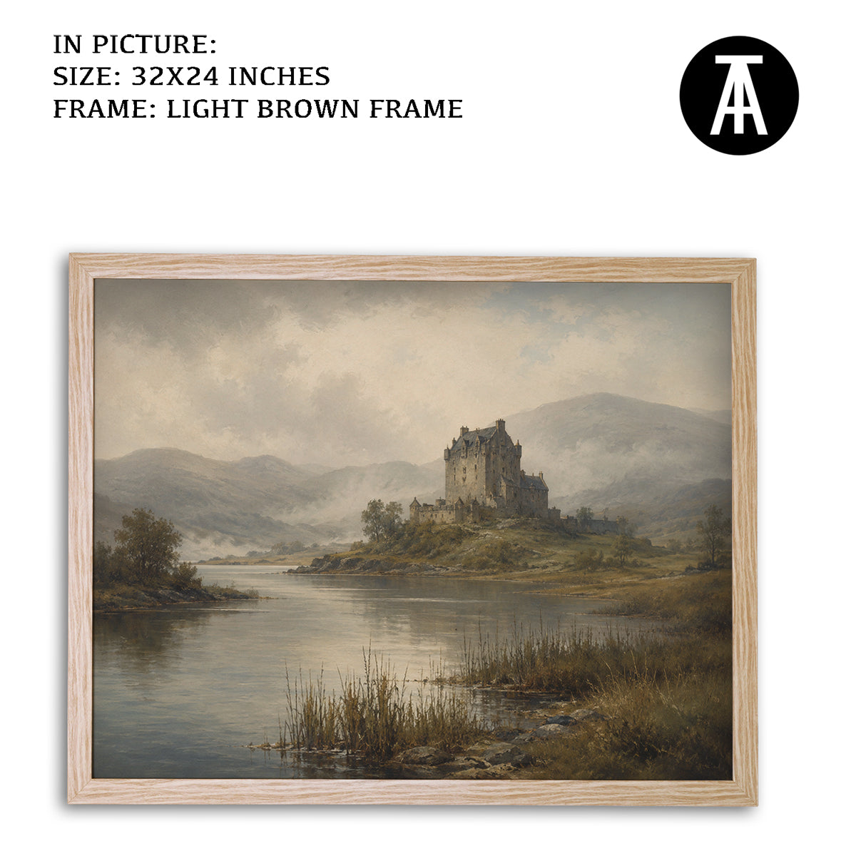 Artwork in Light Brown Frame