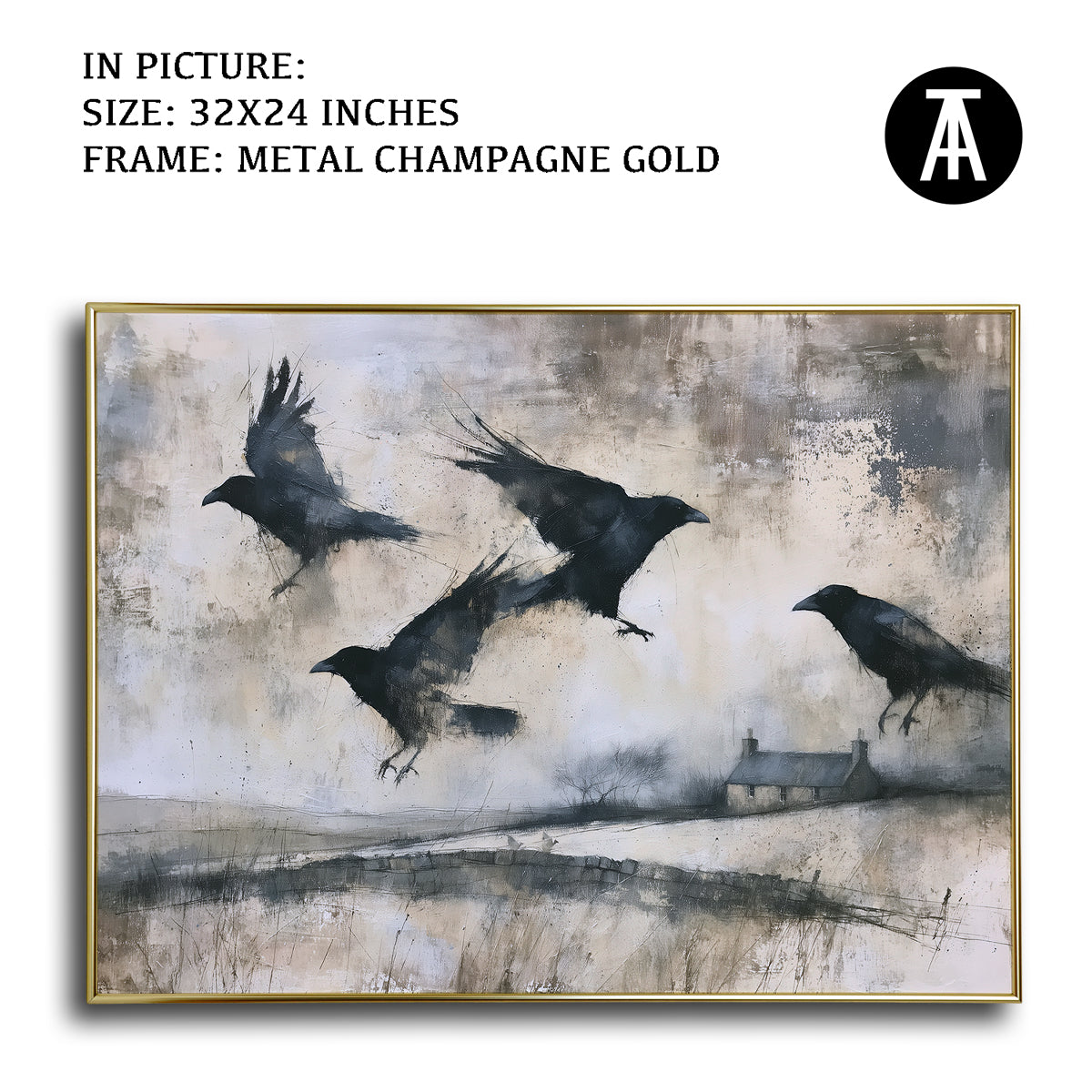 Artwork in Metal Champagne Gold Frame