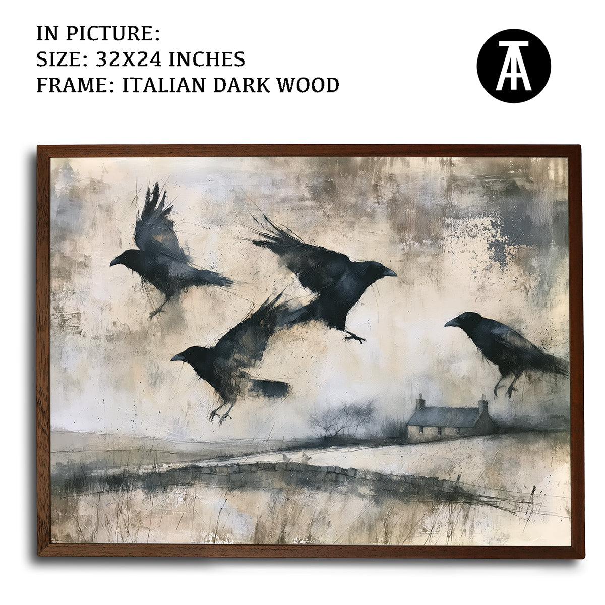 Artwork in Dark Wood Frame