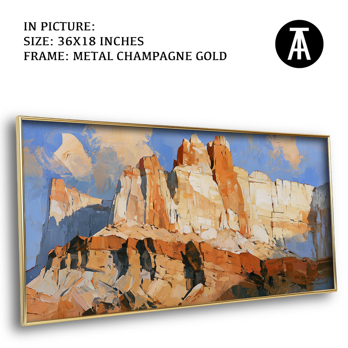 Artwork in Metal Champagne Gold Frame