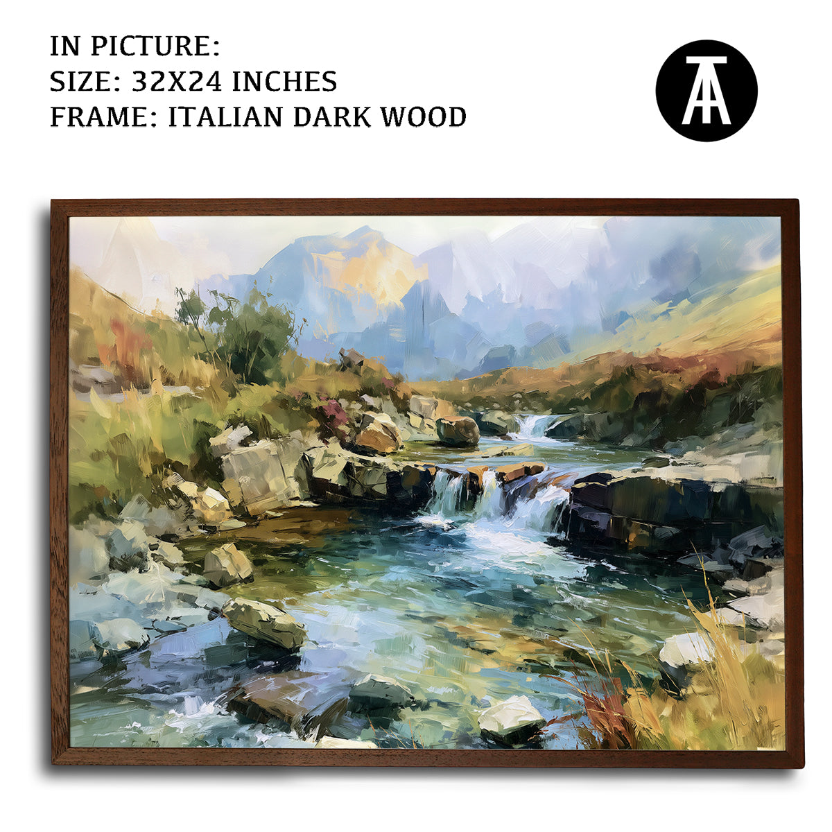 Artwork in Dark Wood Frame