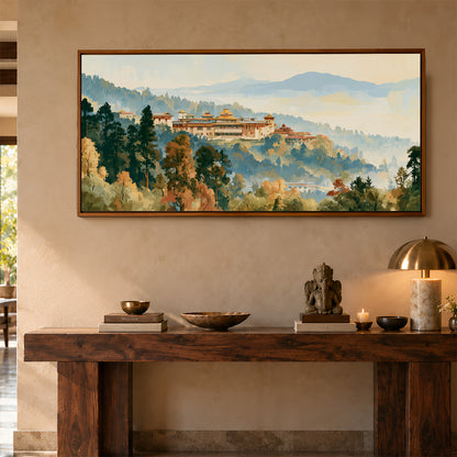 Panoramic Indian Painting in a Lifestyle Setting