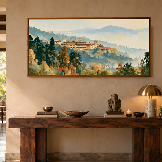 Panoramic Indian Painting in a Lifestyle Setting