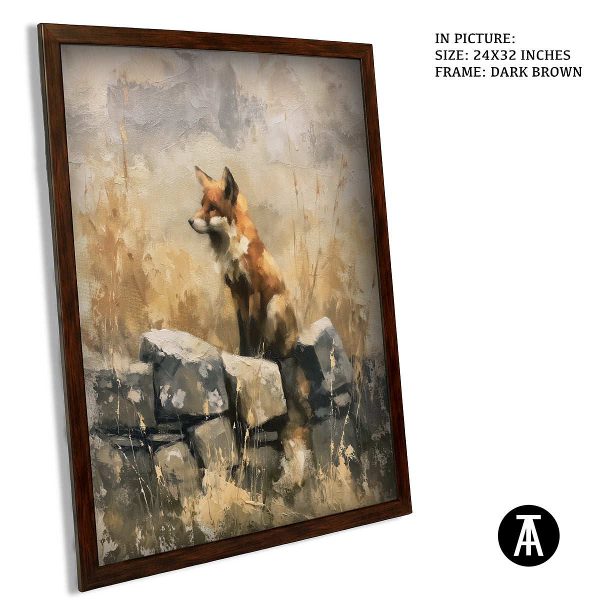 Artwork in Dark Brown Frame