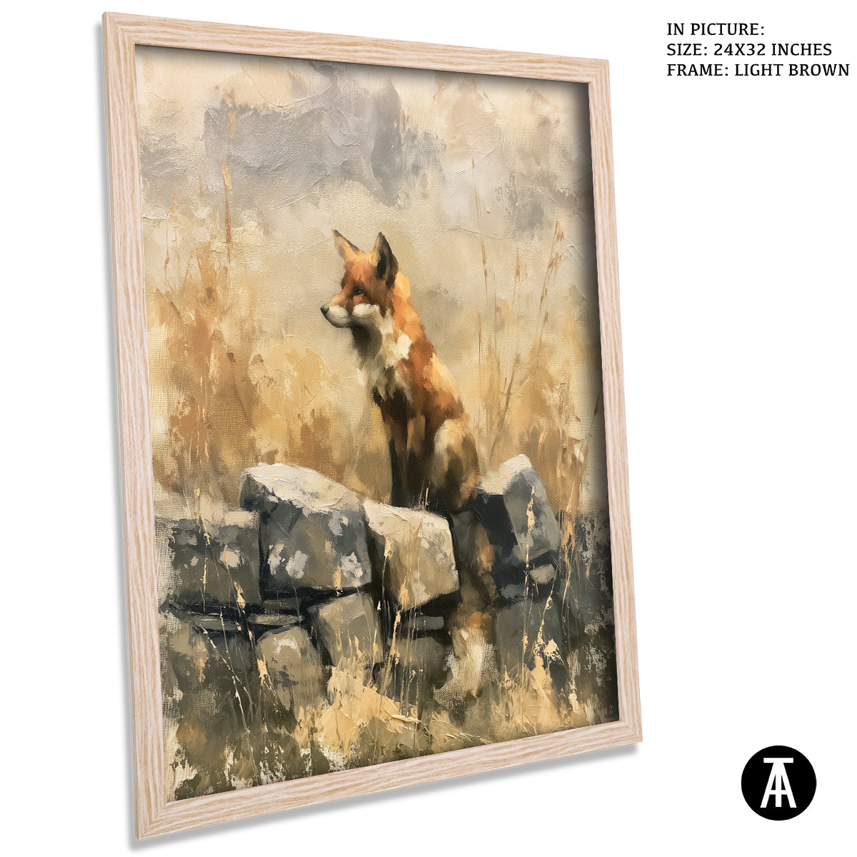 Artwork in Light Brown Frame