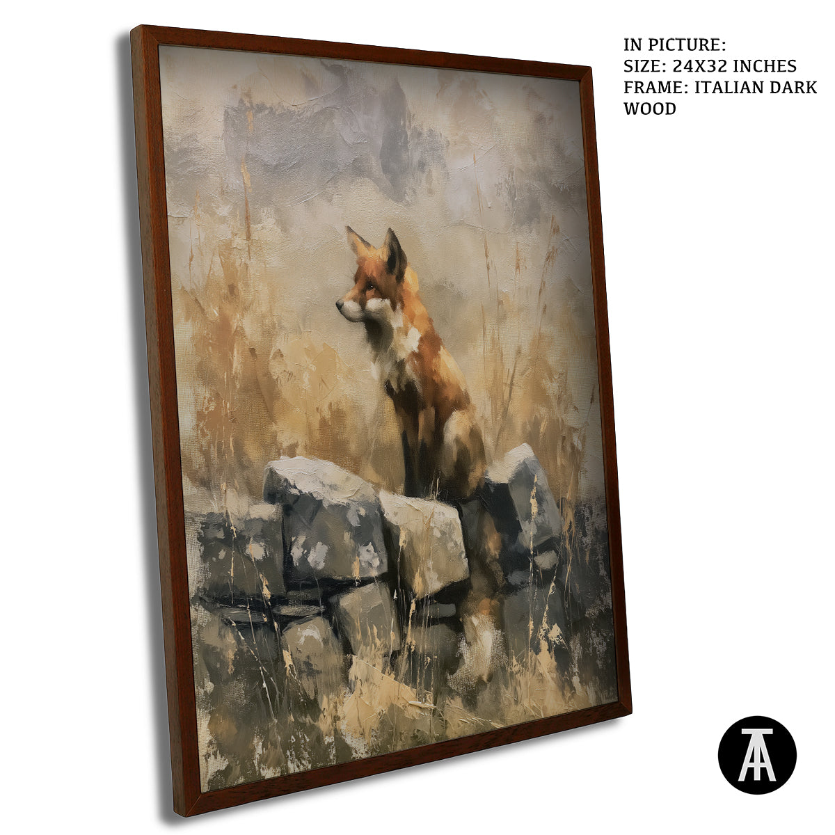 Artwork in Dark Wood Frame