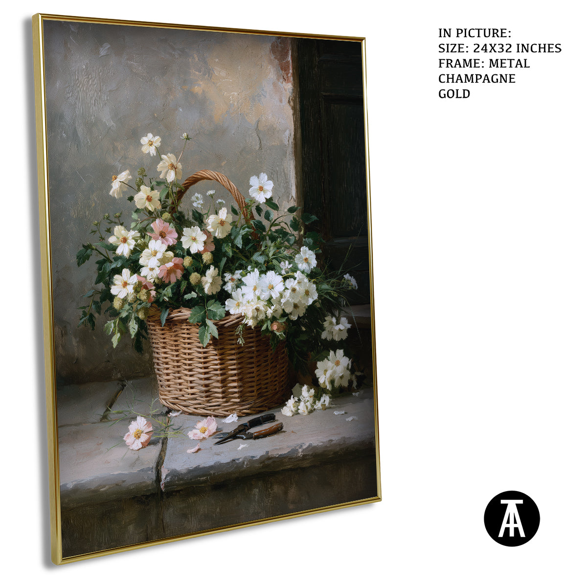 Artwork in Metal Champagne Gold Frame