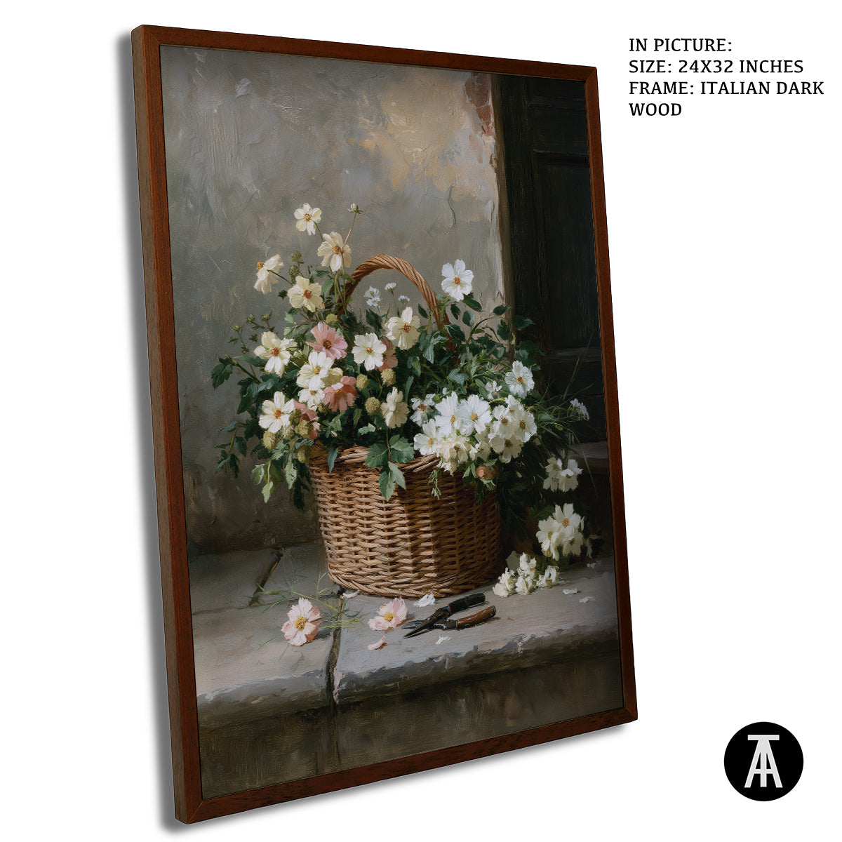 Artwork in Dark Wood Frame