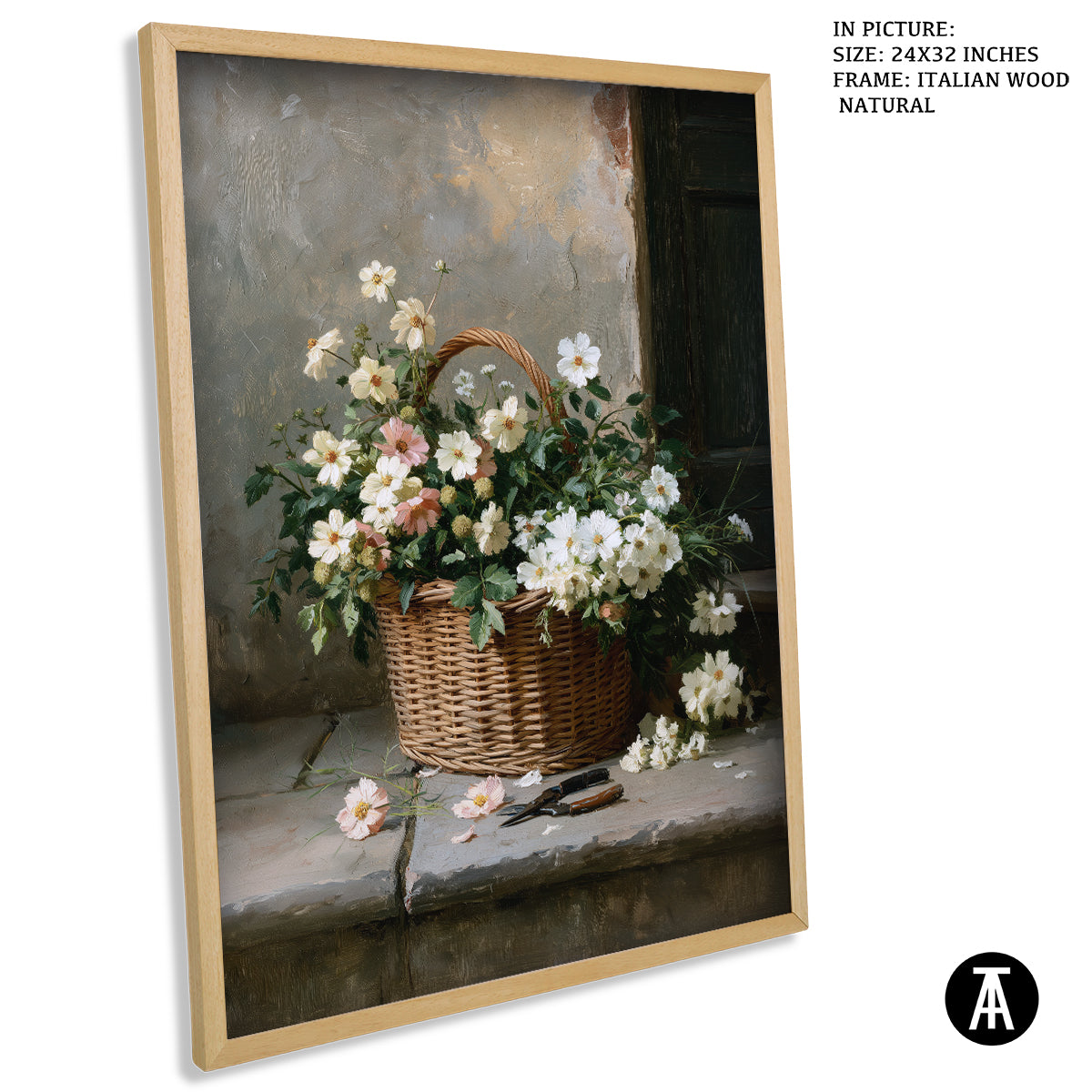 Artwork in Natural Wood Frame
