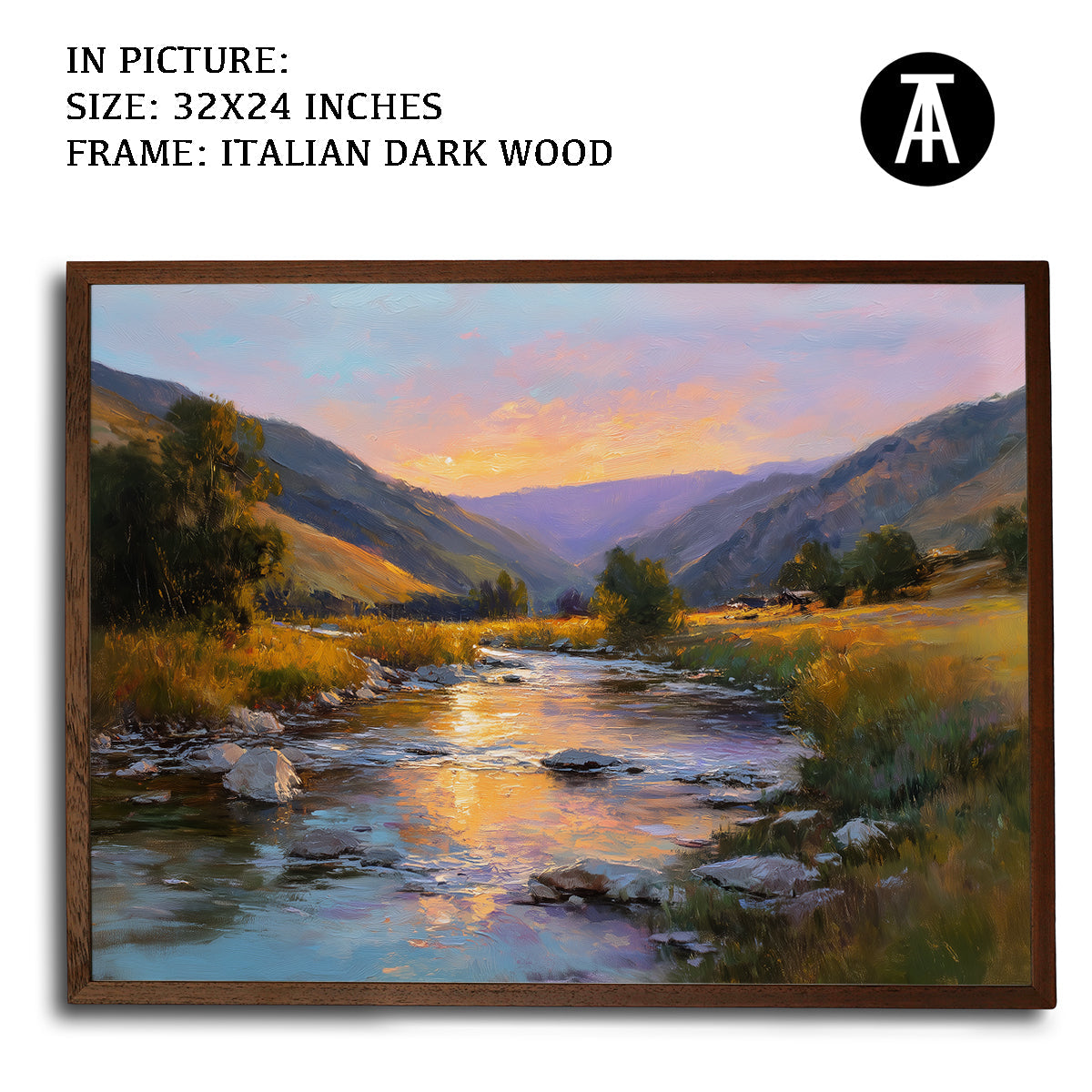 Artwork in Dark Wood Frame