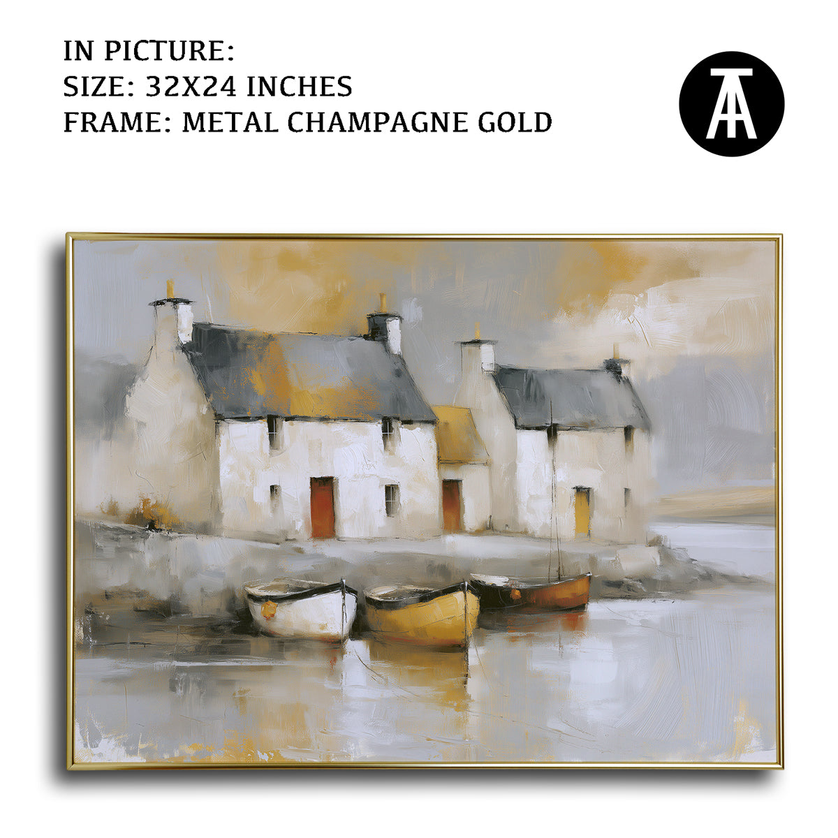 Artwork in Metal Champagne Gold Frame