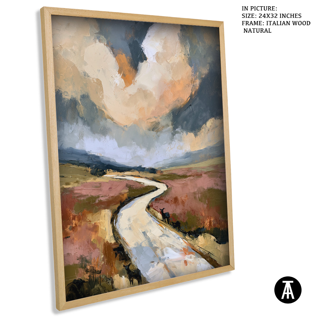 Artwork in Natural Wood Frame