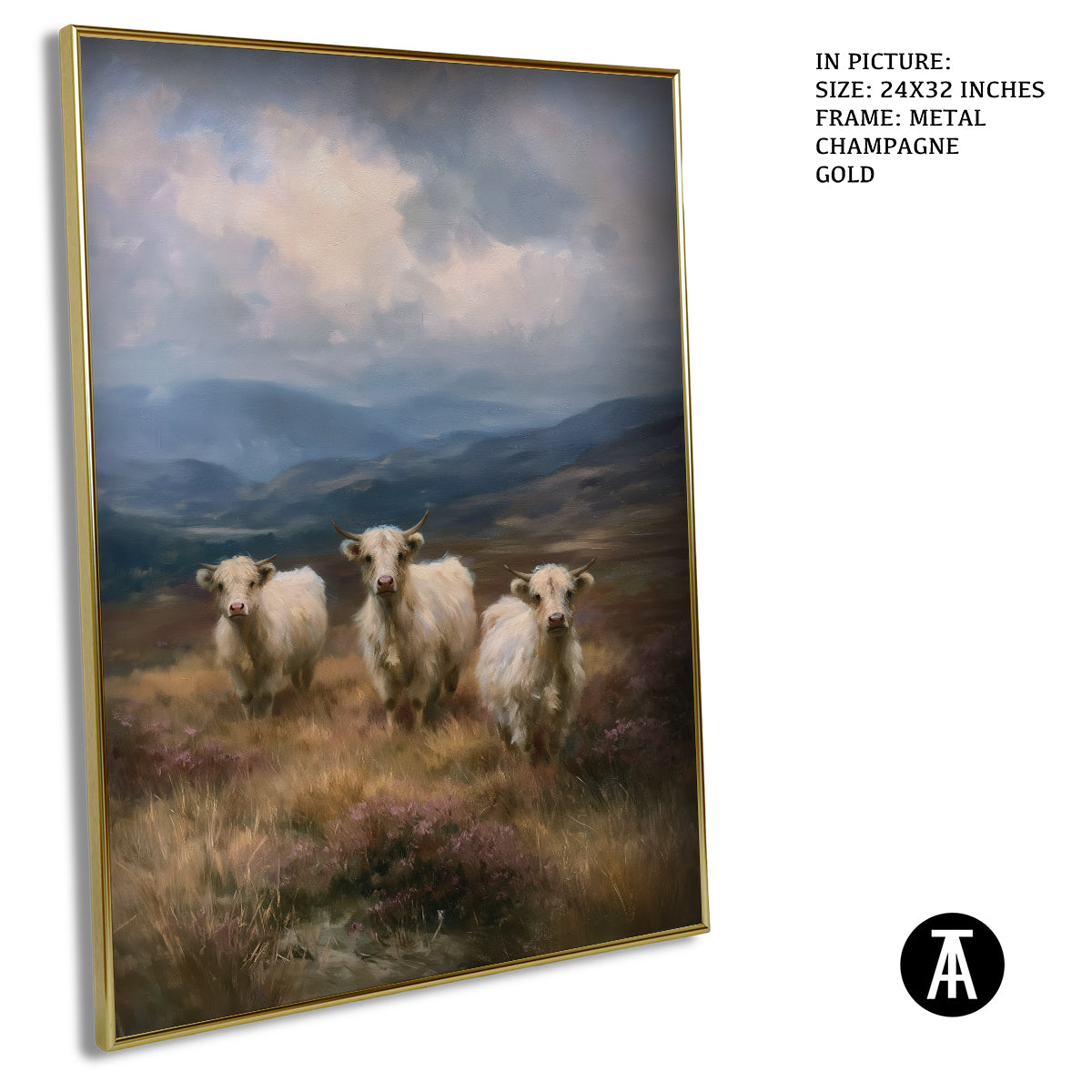 Artwork in Metal Champagne Gold Frame