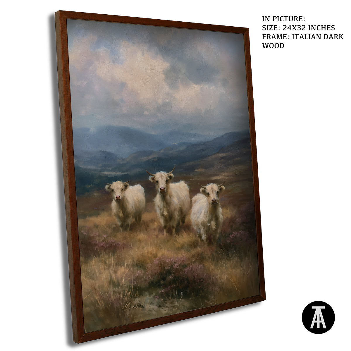 Artwork in Dark Wood Frame