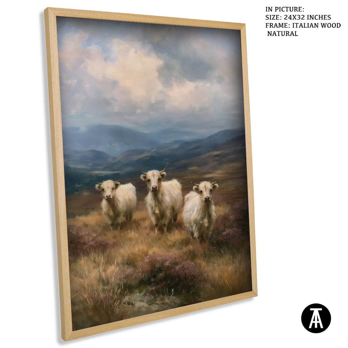 Artwork in Natural Wood Frame