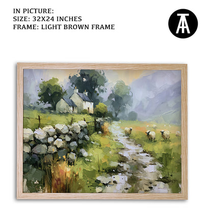 Artwork in Light Brown Frame