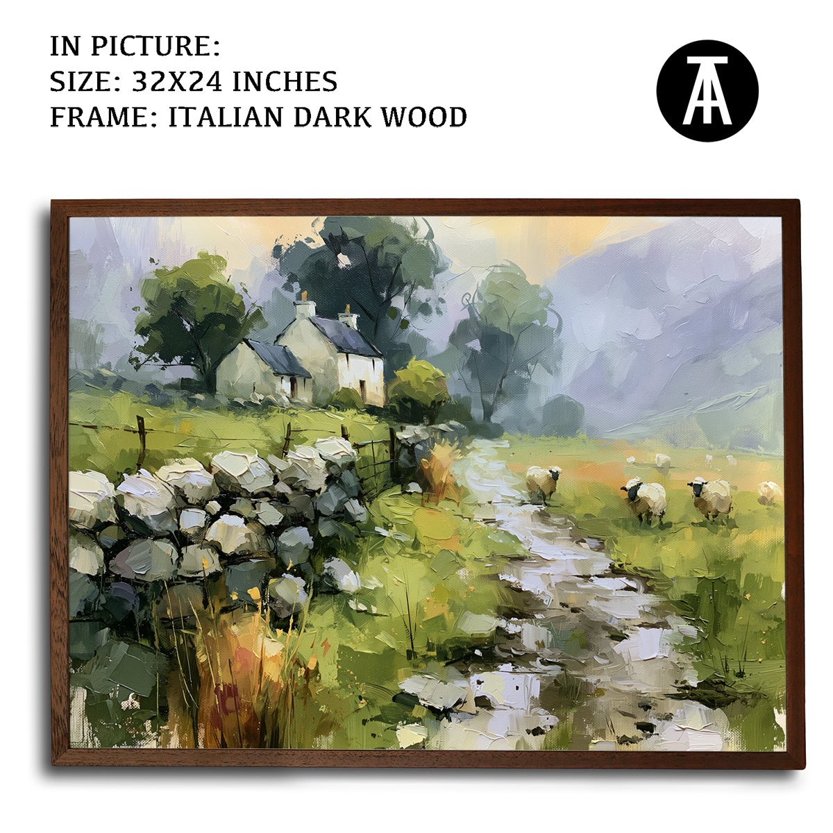 Artwork in Dark Wood Frame