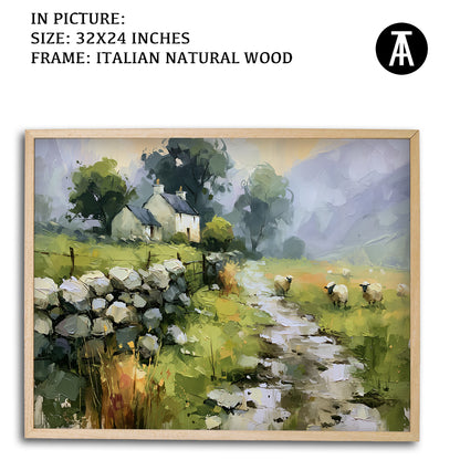 Artwork in Natural Wood Frame