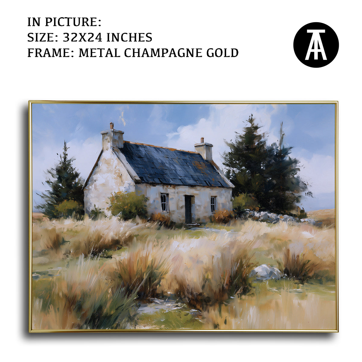 Artwork in Metal Champagne Gold Frame