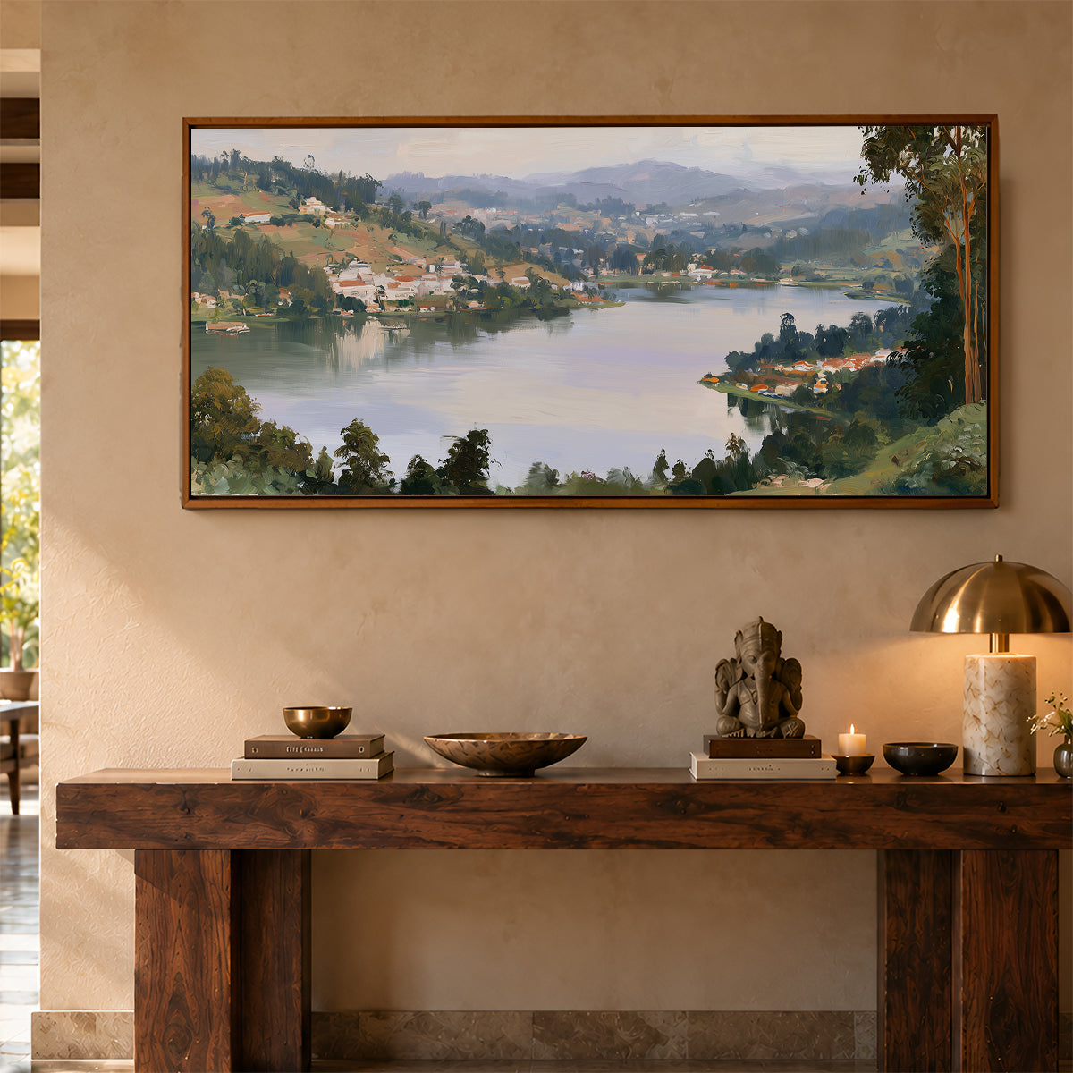 Panoramic Indian Painting in a Lifestyle Setting