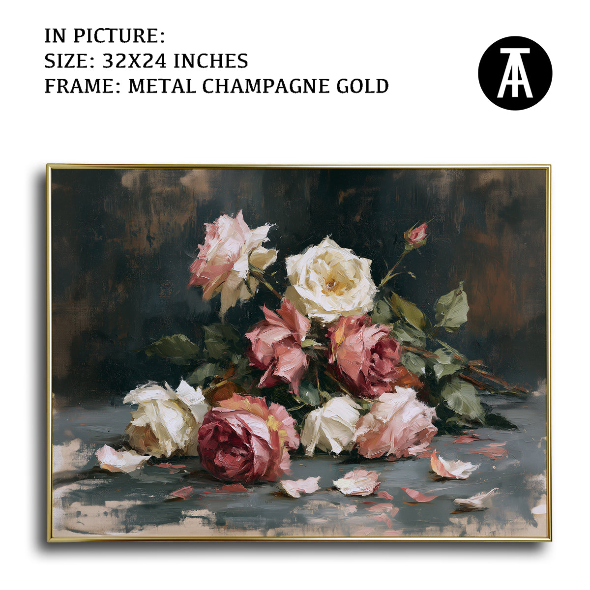 Artwork in Metal Champagne Gold Frame