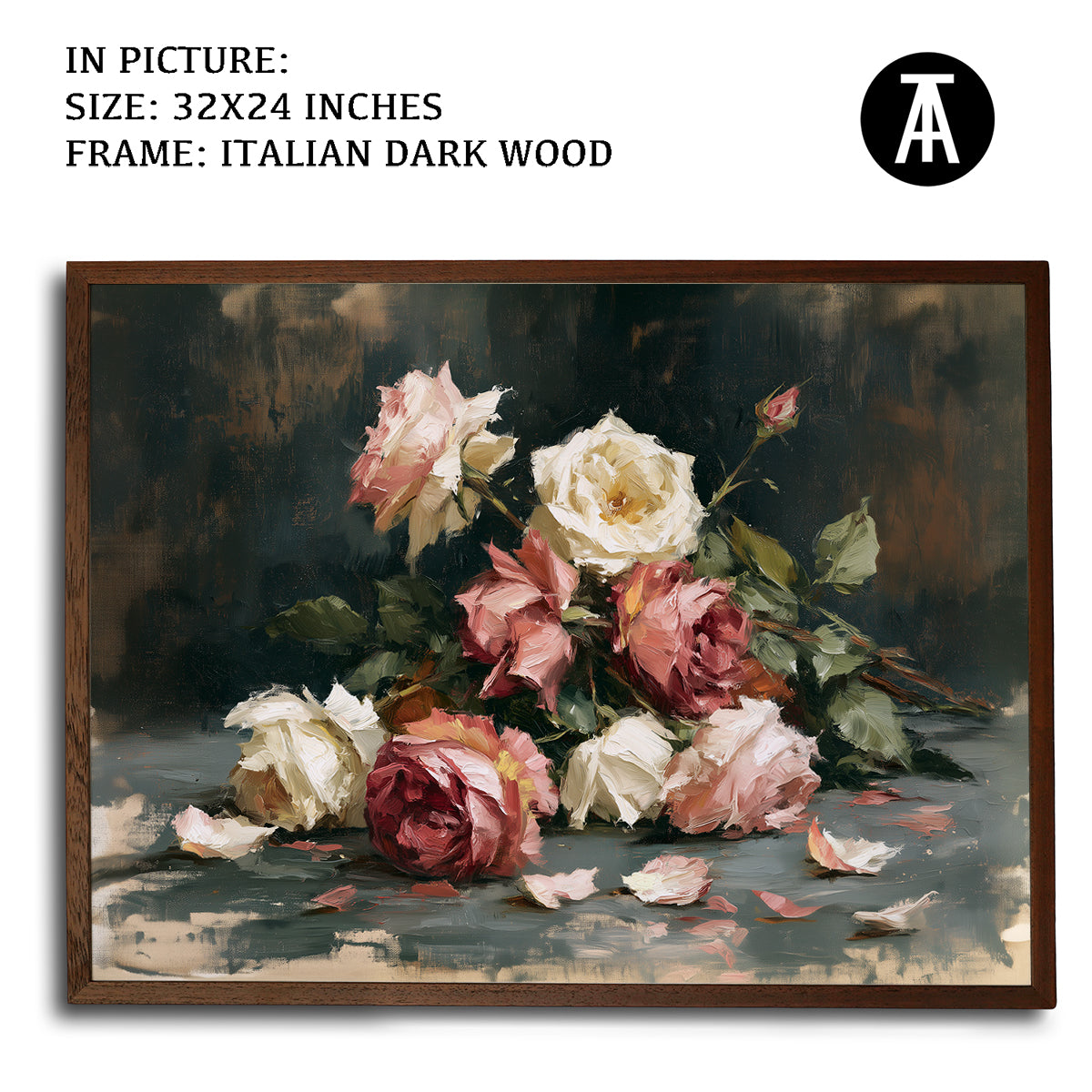 Artwork in Dark Wood Frame