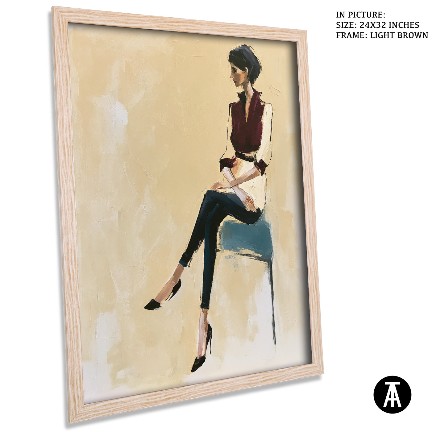 Artwork in Light Brown Frame