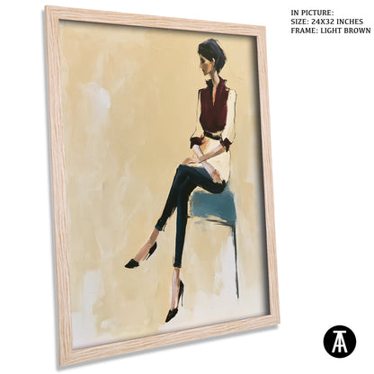 Artwork in Light Brown Frame