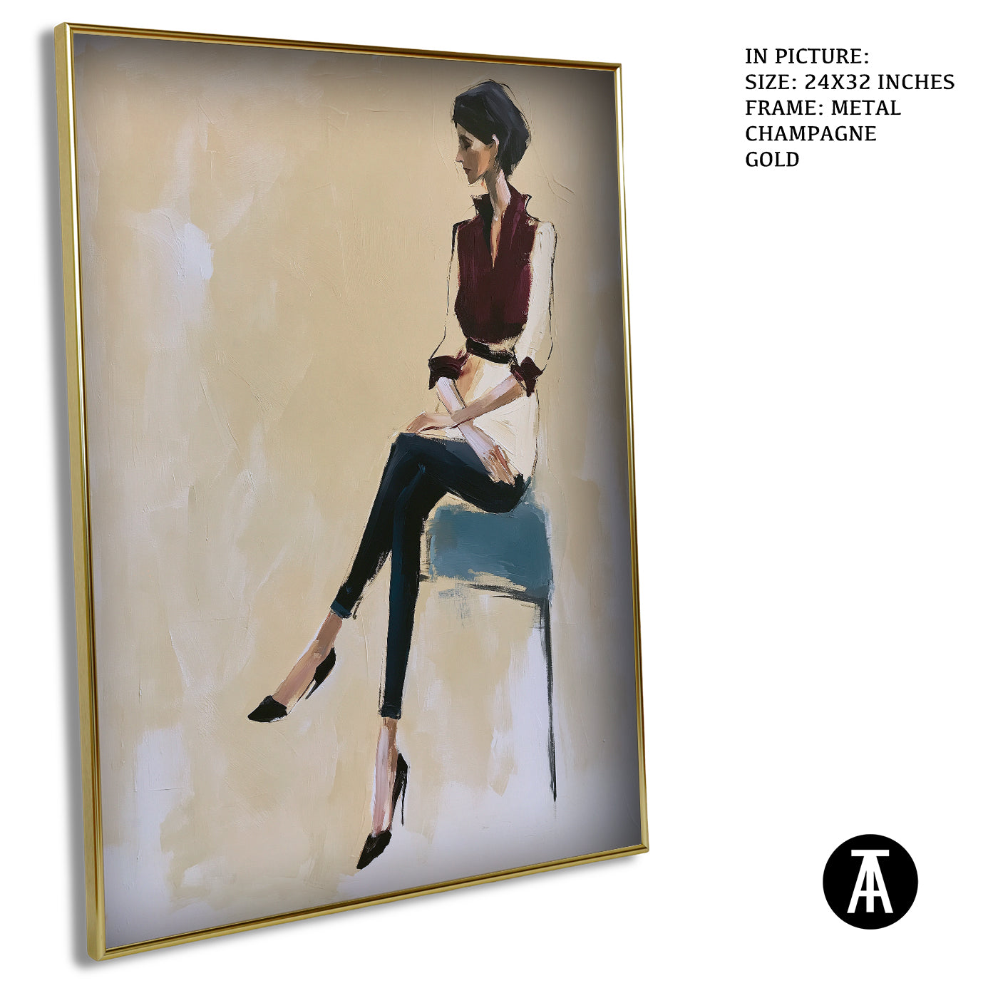 Artwork in Metal Champagne Gold Frame