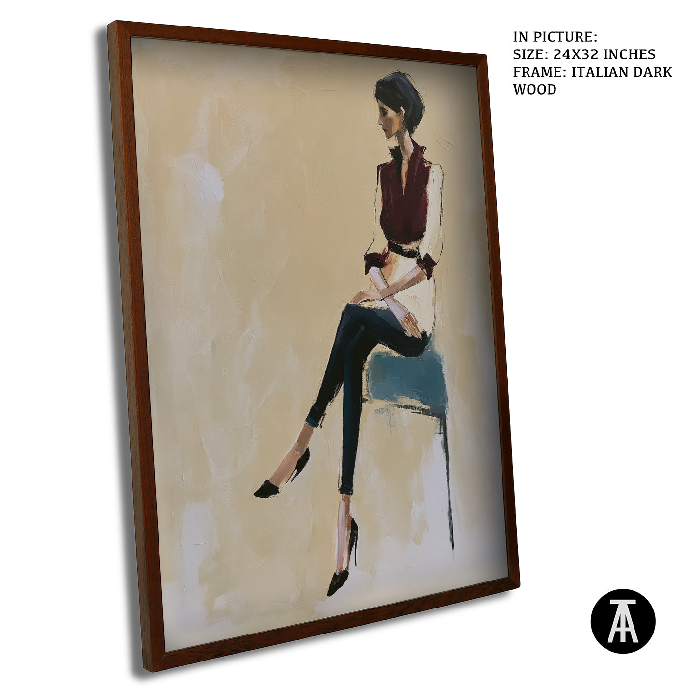 Artwork in Dark Wood Frame